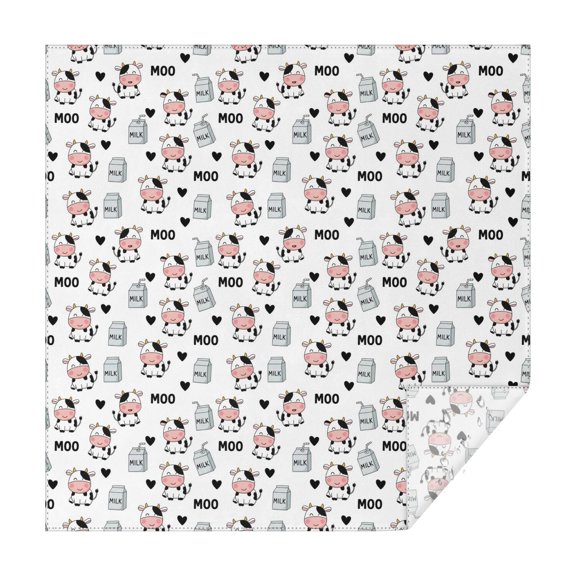 White Cow Moo Milk Pattern Square Tablecloth,Waterproof Square Table Cover,Wipeable Spillproof Washable Table Cover for Home Kitchen Party Decor 42"X42"(107x107cm)