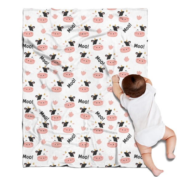 White Cow Moo Pattern Blanket,Comfortable Soft Flannel Throw Blanket,All Season,Warm Lightweight Blankets for Sofa Bed Couch Living Room Chair,30"x40"