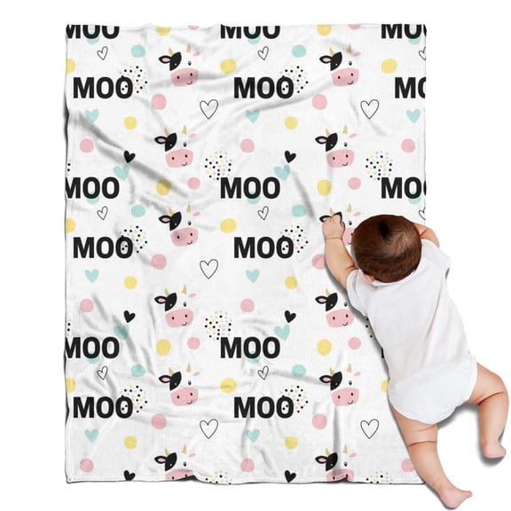 White Cow Moo Pattern Blanket,Comfortable Soft Flannel Throw Blanket,All Season,Warm Lightweight Blankets for Sofa Bed Couch Living Room Chair,30"x40"