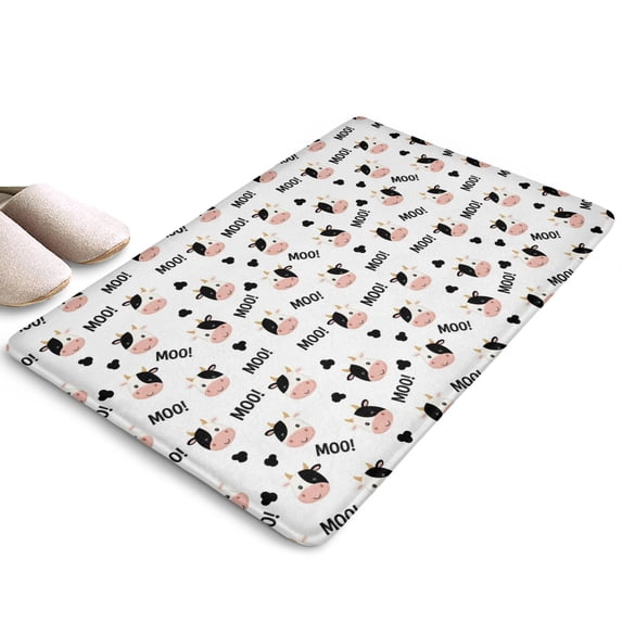 White Cow Moo Pattern Flannel Non Slip Door Rugs,Washable Door Mats Indoor,Decorative Door Mats,Dirt-Resistant and Absorbent Doormat for Entrance,Bedroom,Kitchen,Bathroom,23.5x16in(60x40cm)