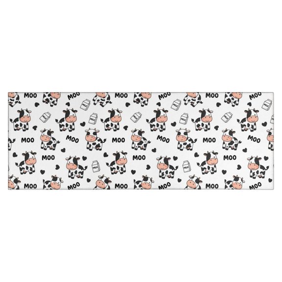 White Cow Moo Pattern Kitchen Rug Mat,Kitchen Runner Rugs Non Skid Washable,Decorative Kitchen Floor Mats for Kitchen,Sink,Laundry,17"X47"