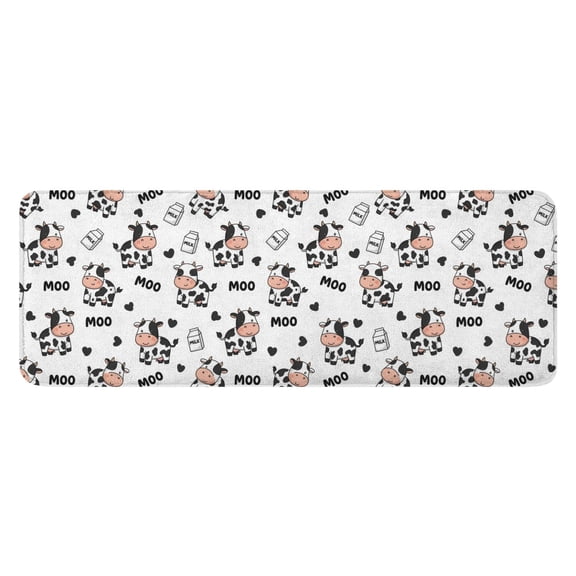 White Cow Moo Pattern Kitchen Rug Mat,Kitchen Runner Rugs Non Skid Washable,Decorative Kitchen Floor Mats for Kitchen,Sink,Laundry,17"x47.2"