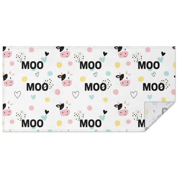 White Cow Moo Pattern Rectangle Tablecloth 60"x120",Waterproof Polyester Rectangle Table Cloth, Wipeable Spillproof Polyester Tablecloth for Dining, Camping, Indoor and Outdoor