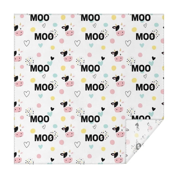 White Cow Moo Pattern Square Tablecloth,Waterproof Square Table Cover,Wipeable Spillproof Washable Table Cover for Home Kitchen Party Decor 42"X42"(107x107cm)