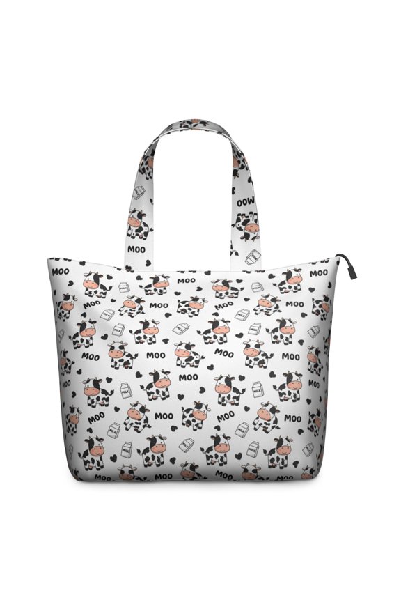 White Cow Moo Pattern Travel Tote Bags for Women Carry On,Large Weekender Bags for Women Travel,Multi Functional Duffle Bag for Work,Shopping,Sports