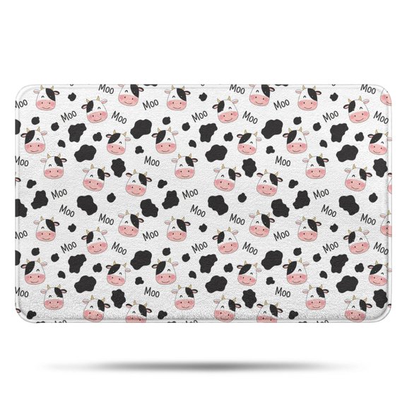 White Cow Moo Spot Pattern Bathroom Rugs Mat,Non Slip Microfiber Bathroom Rug,Rubber Backing,Soft Bathroom Mats for Bathroom Floor,Tub and Shower,17x27in(43x68cm)