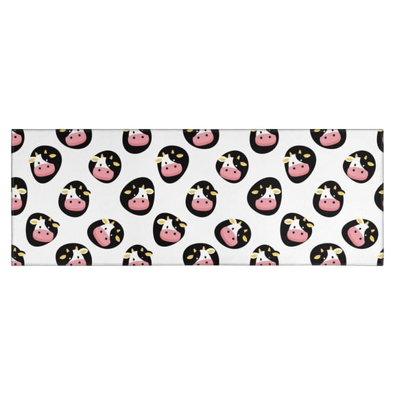 White Cow Oval Face Pattern Kitchen Rug Mat,Kitchen Runner Rugs Non Skid Washable,Decorative Kitchen Floor Mats for Kitchen,Sink,Laundry,17"X47"