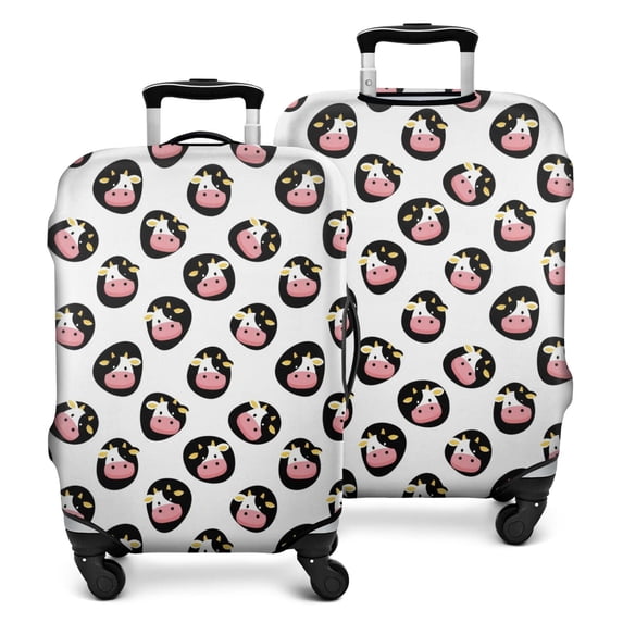 White Cow Oval Face Pattern Luggage Cover Fashion Suitcase Cover Baggage Covers Fit 25-28 Inch Luggage (Go Travel)