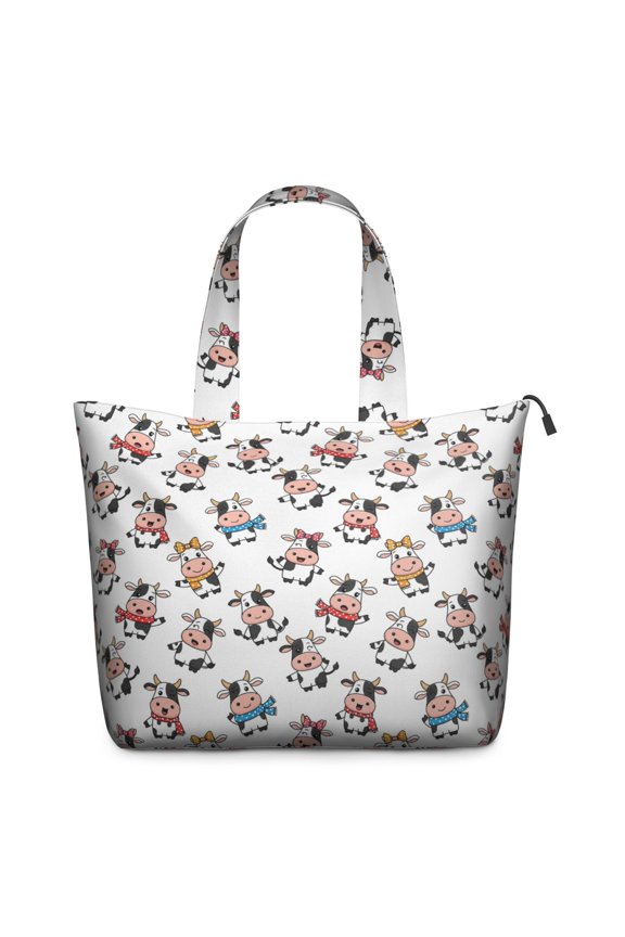 White Cow Scarf Pattern Travel Tote Bags for Women Carry On,Large Weekender Bags for Women Travel,Multi Functional Duffle Bag for Work,Shopping,Sports