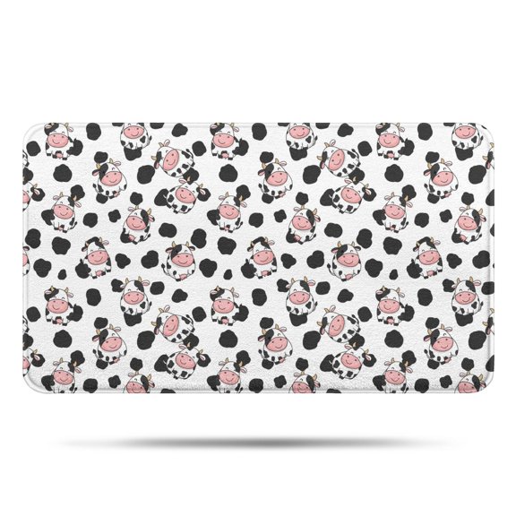 White Cow Spot Pattern Bathroom Rugs Mat,Non Slip Microfiber Bathroom Rug,Rubber Backing,Soft Bathroom Mats for Bathroom Floor,Tub and Shower,17x30in(43x75cm)