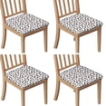 thumbnail image 1 of White Cow Spot Pattern Seat Covers for Dining Room Chairs Set Of 4,Stretch Printed Washable Chair Seat Cover with Elastic Ties and Button,Removable Waterproof Couch Cushion Covers, 1 of 6
