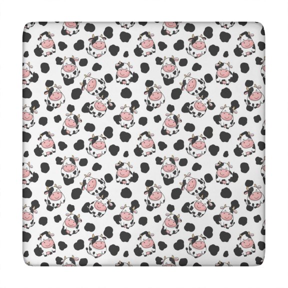 White Cow Spot Pattern Square Fitted Tablecloth with Elastic Edge,Square Table Cover,Washable Elastic Table Cover for Home Kitchen Party Decor 34"x34"