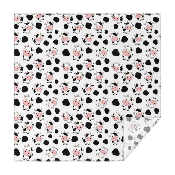 White Cow Spot Pattern Square Tablecloth,Waterproof Square Table Cover,Wipeable Spillproof Washable Table Cover for Home Kitchen Party Decor 42"X42"(107x107cm)