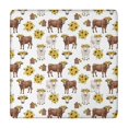 thumbnail image 1 of White Cow Sunflower Pattern Square Fitted Tablecloth with Elastic Edge,Square Table Cover,Washable Elastic Table Cover for Home Kitchen Party Decor 34"x34", 1 of 6