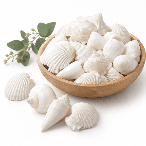 White Craft Seashells Assortment, 2 Pounds, 1/2 to 3 Inch Sizes for Decor and DIY Projects
