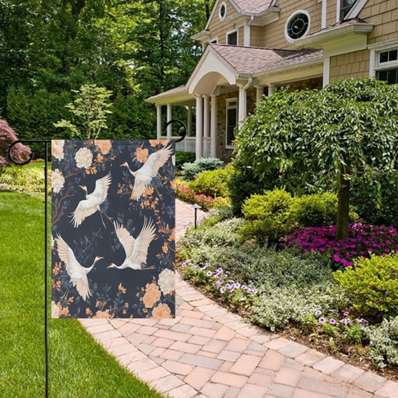 White Cranes Garden Flag Double Sided 12 x 18 Inch Outside Yard Decoration Outdoor Flag