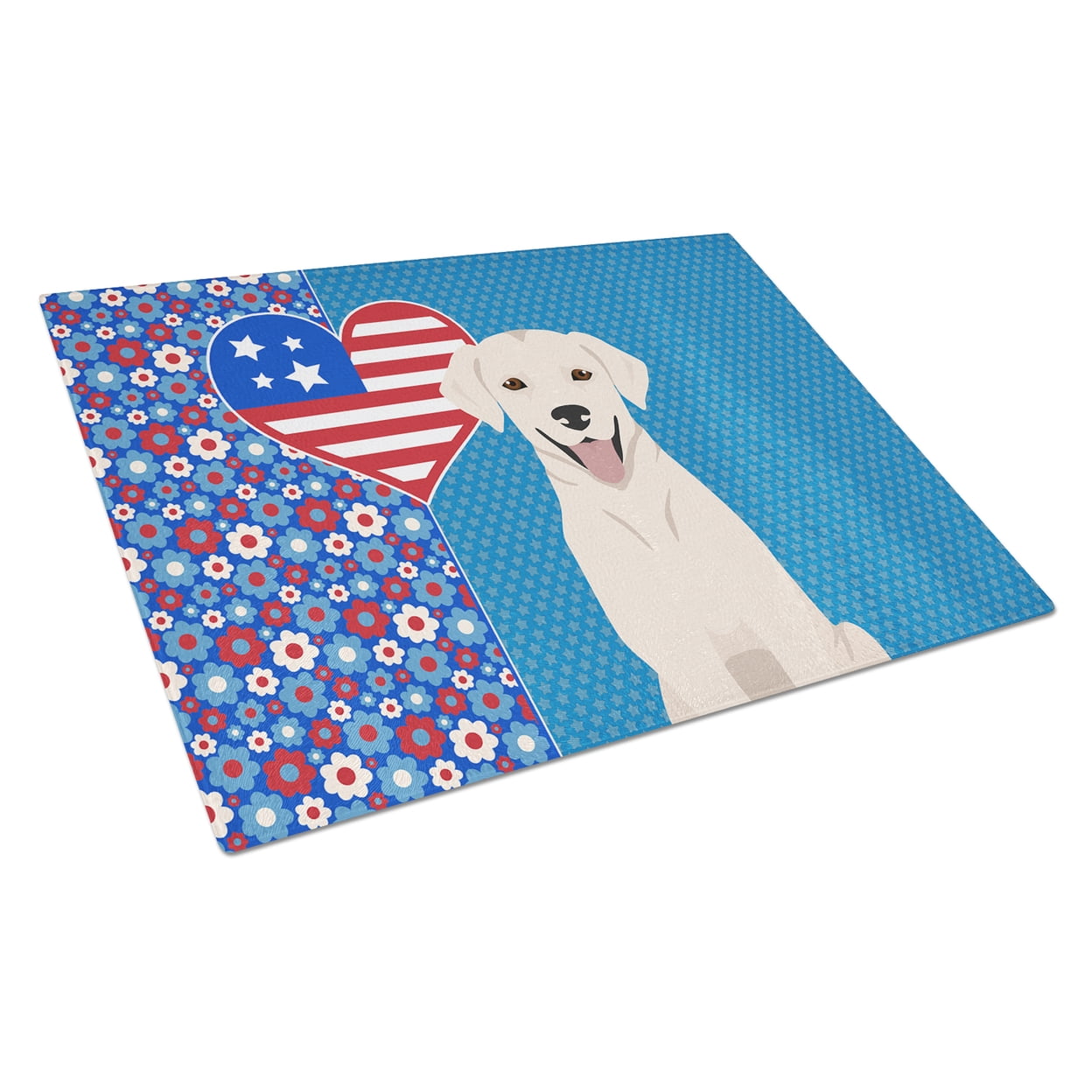 White Cream Labrador Retriever Glass Cutting Board Large 12 in x 15 in