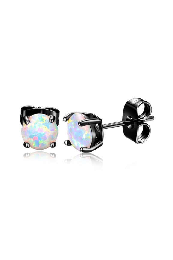 White Created Fire Opal Stud Earrings Wgold Plated Womens Ginger Lyne Collection