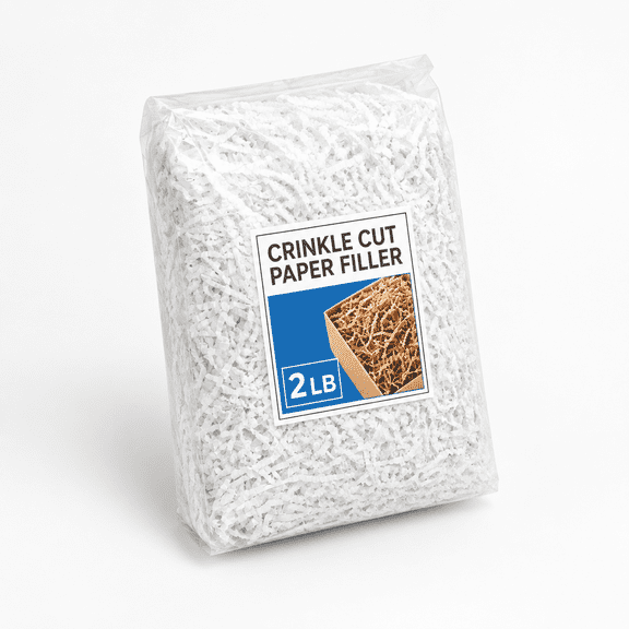 White Crinkle Paper Filler 2lb Shredded for Gift Baskets and Boxes