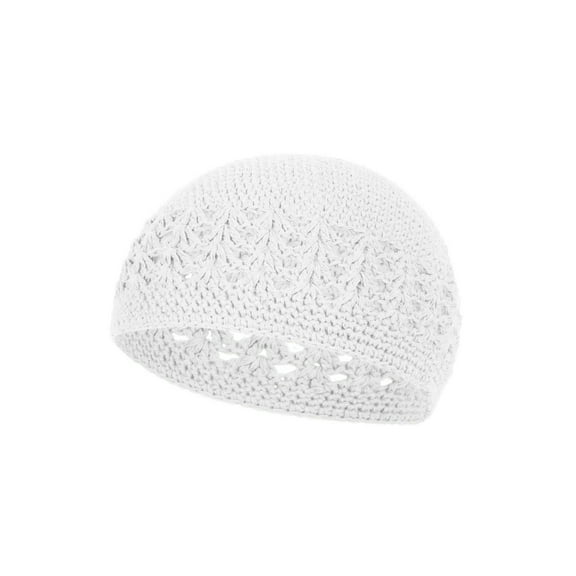 White Crochet Beanie Skull Cap Hat