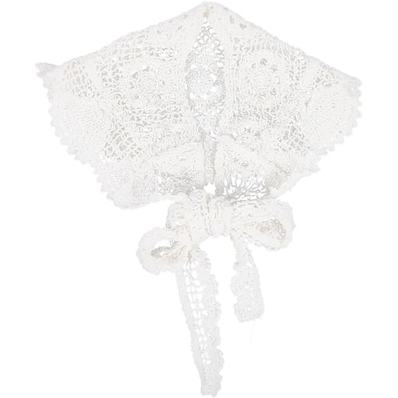 White Crochet Flower Scarf Knit Bandanas Hair Coverings Vintage Daisy Pattern Lace Up Design Shawls False Collars Head Wraps Scarves for Women Costume Accessories Hair Styling Decoration
