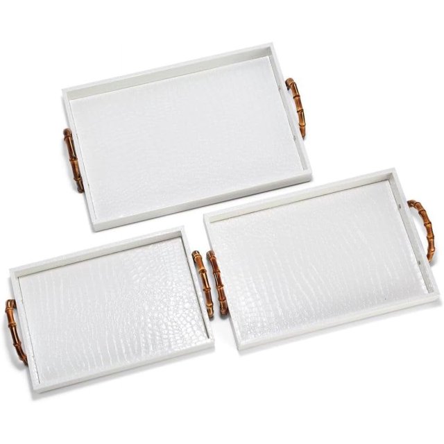 White Crocodile Set of 3 Decorative Trays