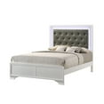 thumbnail image 1 of White Crocodile Skin Finish Queen Bed With Led-illuminated Headboard And Robust Frame Effect Led Illuminated Support, 1 of 2