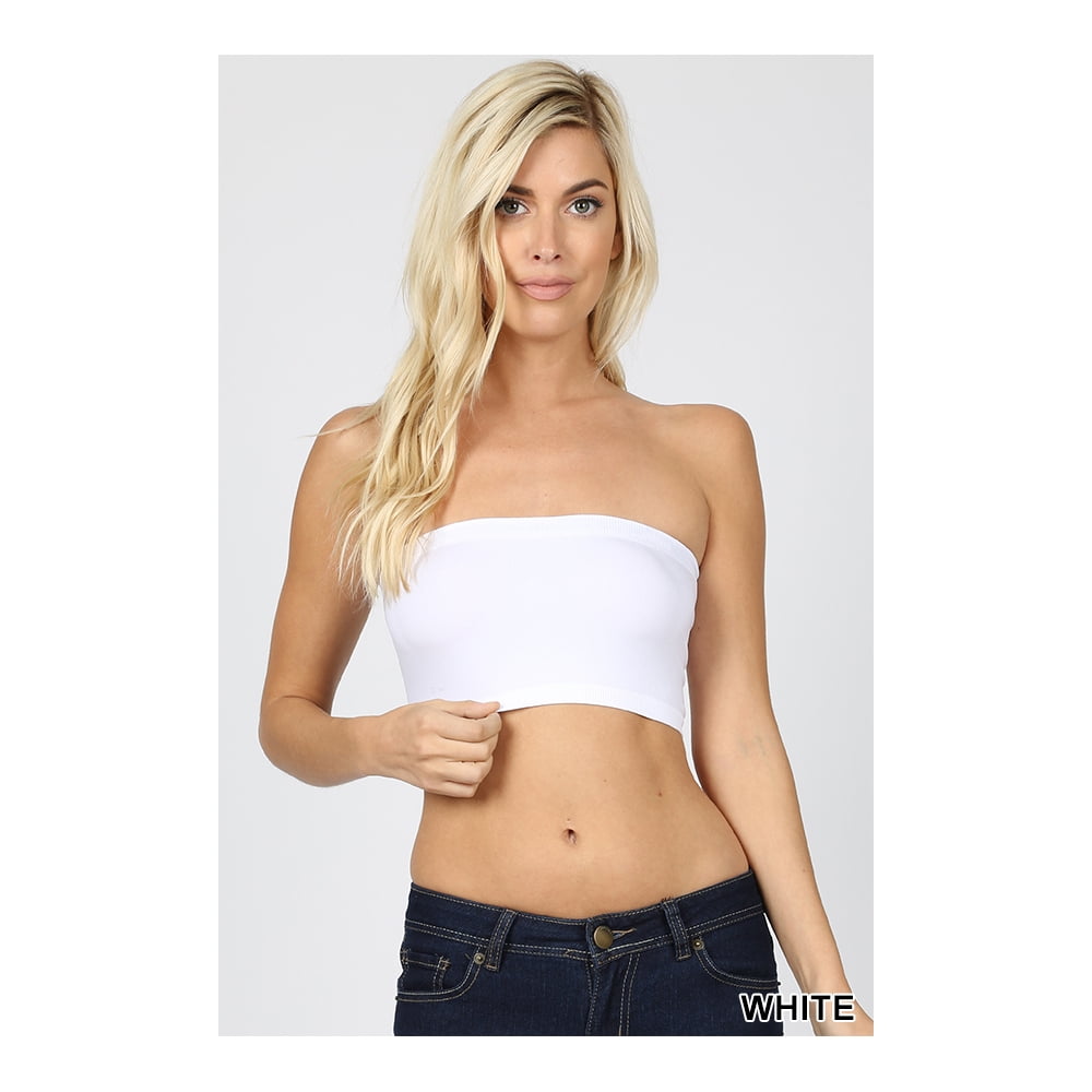 White Crop Top Tube Top Strapless Bandeau Tight Fitting Sexy Top Seamless 