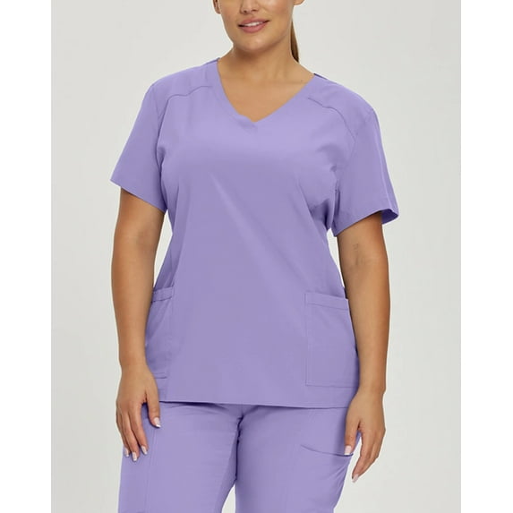 White Cross Fit 2-Pocket V-Neck Scrub Top