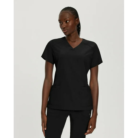 White Cross Fit 2-Pocket V-Neck Scrub Top