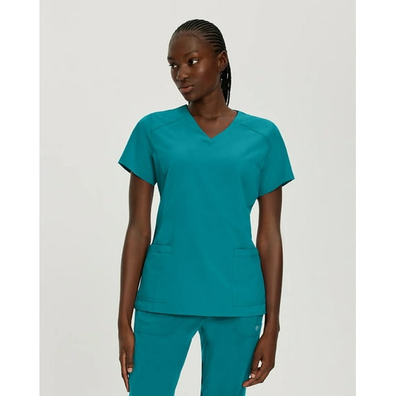 White Cross Fit 2-Pocket V-Neck Scrub Top