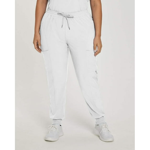 White Cross Fit Elastic Waist Jogger Scrub Pants