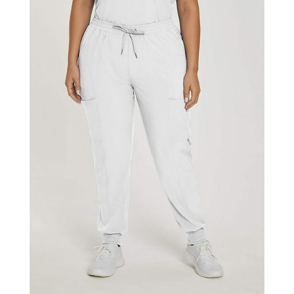 White Cross Fit Elastic Waist Jogger Scrub Pants