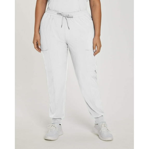White Cross Fit Elastic Waist Jogger Scrub Pants