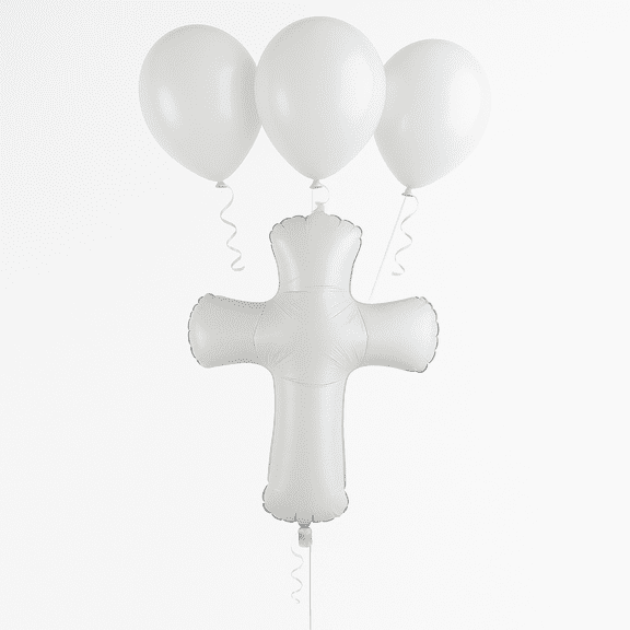White Cross Foil Balloon for Religious Celebrations