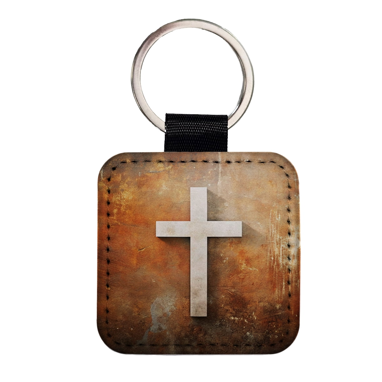 White Cross On Rusty Rustic Background Religious Faux Leather Square ...
