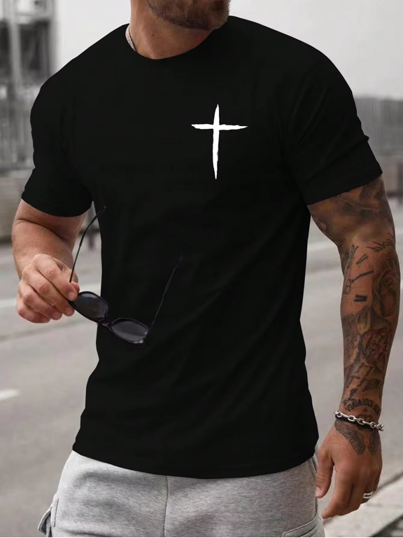 White Cross Vintage Grunge Y2K Graphic Crewneck Cotton Unisex Tee Shirt