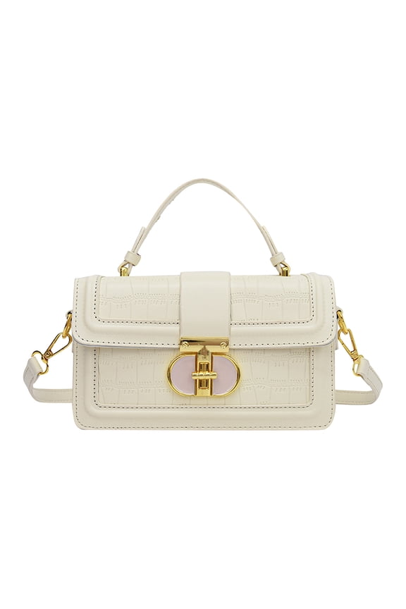 White Crocodile Embossed Top Handle Bag for Women, Elegant Crossbody Shoulder Handbag for Work, Travel, Daily Wear