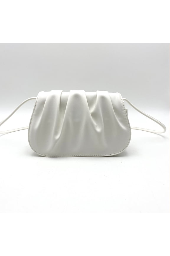 White Crossbody Bags for Women, Soft Pleated Shoulder Tote Bag Small Clutch Purse
