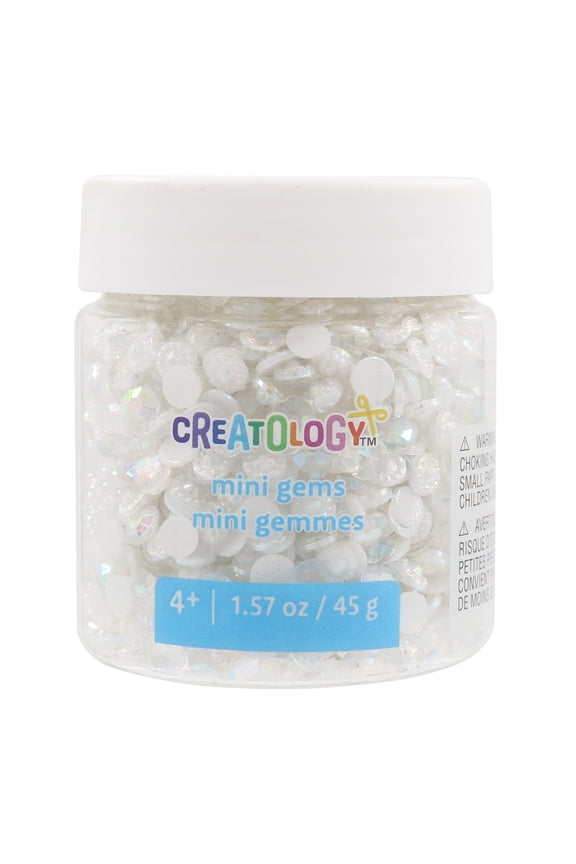 White Crystal Diamond Mini Gems - Sparkly Polystyrene Gem Embellishments for Crafts, Slime & DIY Projects, 24 Pack