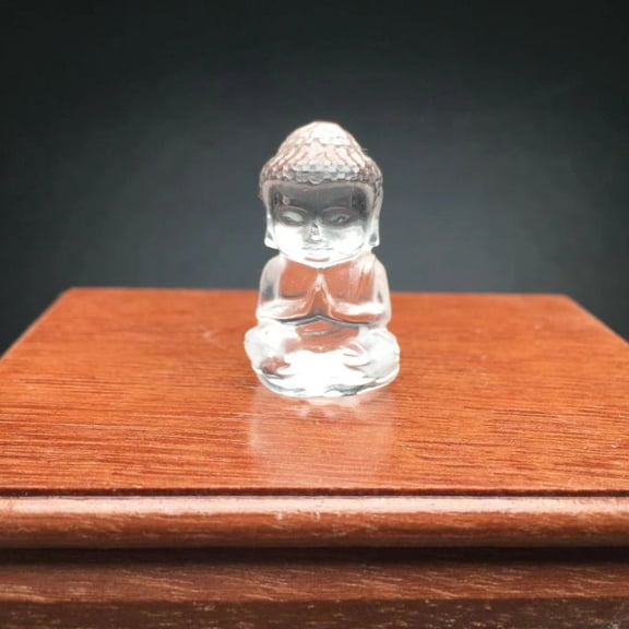 White Crystal Mini Buddha Statue 3cm Non-porous Baby Buddha Figurine Small Ornament Spiritual Home Decor Meditation Gift