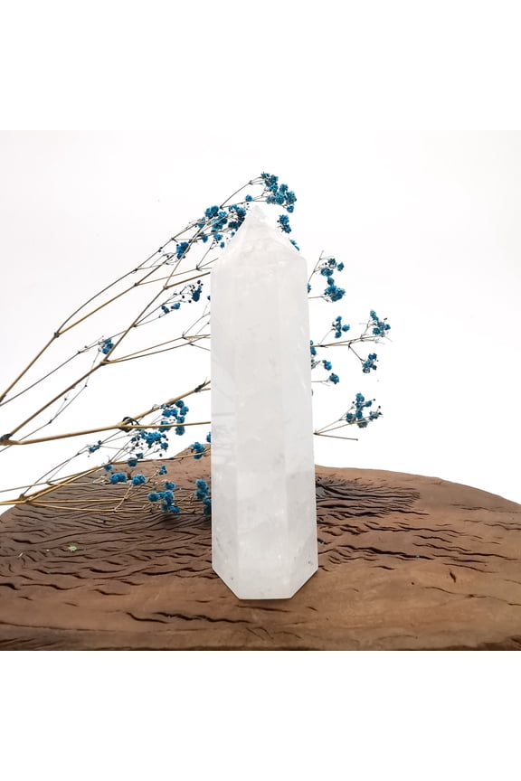 White Crystal Quartz Crystal Towers ~ Natural Healing Crystal Point Obelisk for Reiki Healing and Crystal Grid 0.411kg