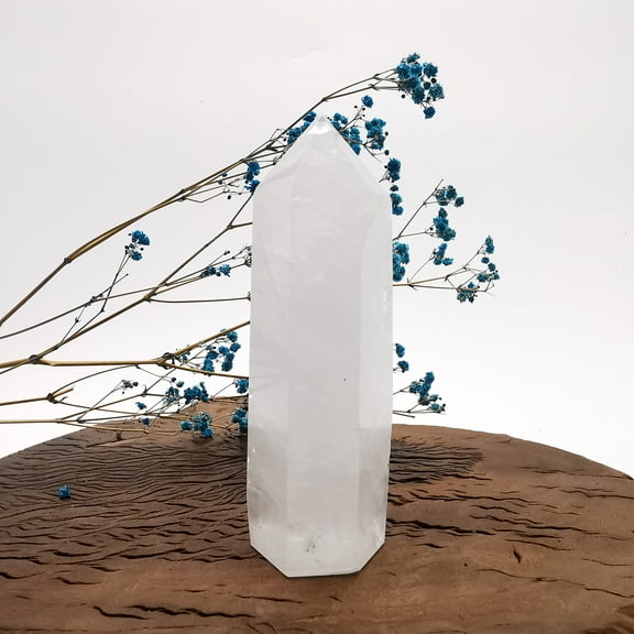 White Crystal Quartz Crystal Towers ~ Natural Healing Crystal Point Obelisk for Reiki Healing and Crystal Grid 0.489kg