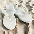 thumbnail image 1 of White Crystal Rhinestone Starfish Satin Flip Flops, 1 of 2