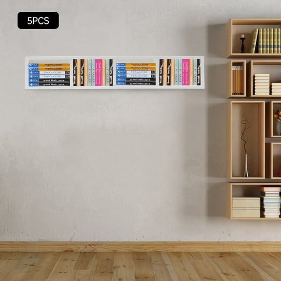 White Cube Storage Shelves for Wall, CD DVD Storage Rack Set, 34 Inch Rack 5 Pcs