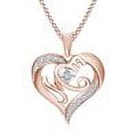 White Cubic Zirconia 14k Rose Gold Over Sterling Silver Mom Heart Pendant Necklace