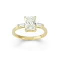 thumbnail image 1 of White Cubic Zirconia 9mm x 7mm Emerald-Cut with Baguette Sides 18kt Gold over Sterling Silver Ring, 1 of 1