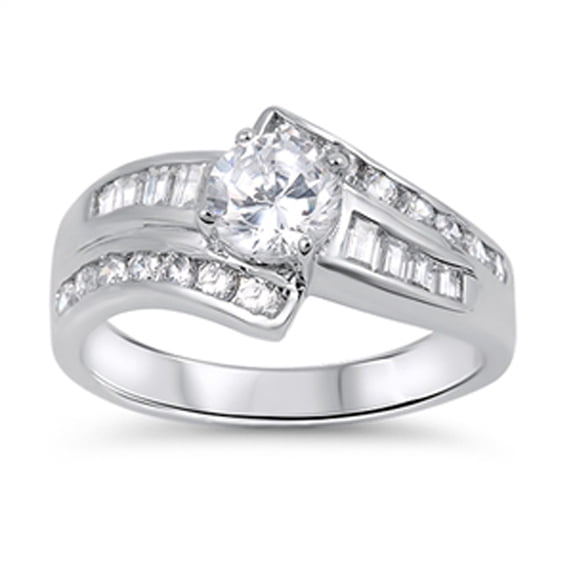 White Cubic Zirconia Abstract Engagement Ring 925 Sterling Silver Band Jewelry Female Male Size 10