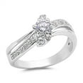 thumbnail image 1 of White Cubic Zirconia Abstract Wedding Ring .925 Sterling Silver Band Jewelry Female Male Size 5, 1 of 4