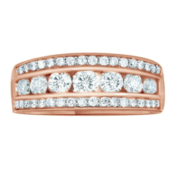 AFFY White Cubic Zirconia Anniversary Band Ring In 14k Rose Gold (1 Cttw)